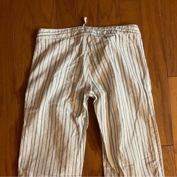 Guess Cool Light Cotton & Linen Black Striped Floral Bead & String Pull Pants! - Picture 4 of 7
